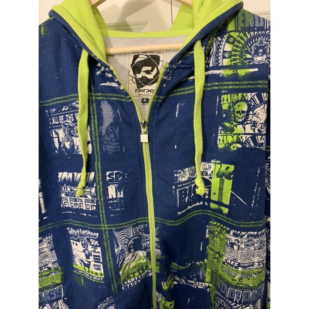 RIDE SNOWBOARDS Men’s Sz L Ski Snow Jacket Coat‎ Blue Green White